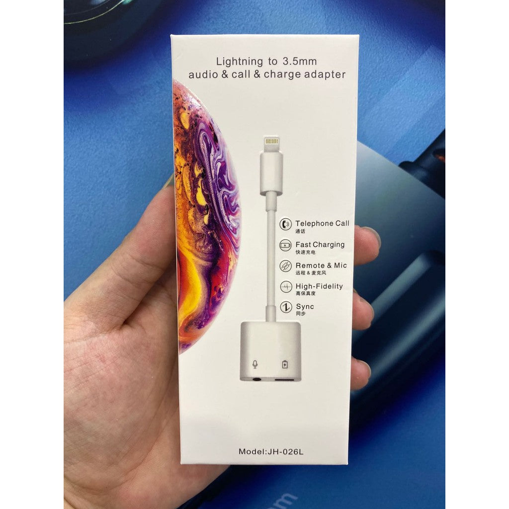 DIGITAL TEC Lightning to 3.5mm Audio & Charging Adapter – 2 in 1 Earphone Splitter with Call Support for iPhone