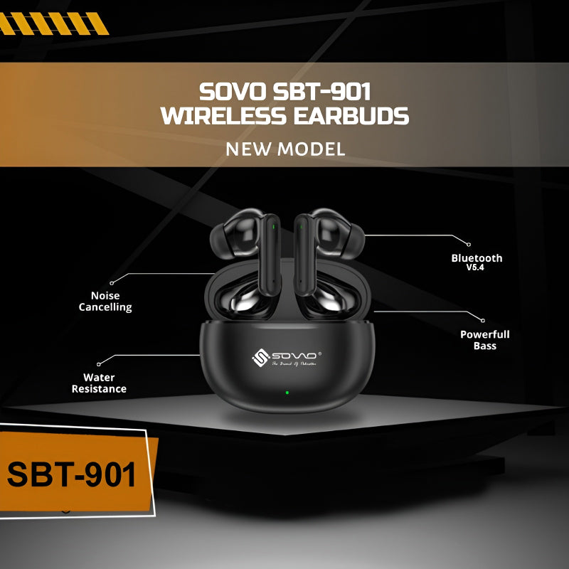 SBT-901 Wireless Earbuds | Bluetooth 5.3 | Hi-Fi Stereo Sound | Touch Control | Long Battery Backup