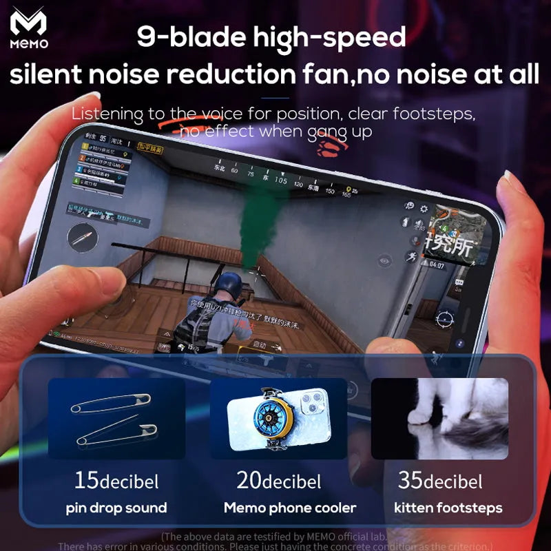 MEMO DLA6 Gaming Phone Cooler – Mobile Phone Radiator & Fast Cooling Fan