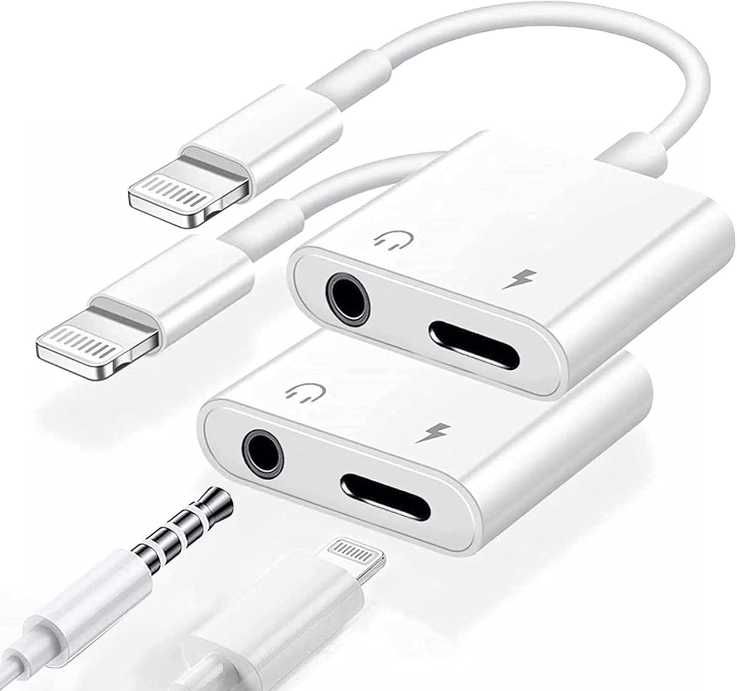 DIGITAL TEC Lightning to 3.5mm Audio & Charging Adapter – 2 in 1 Earphone Splitter with Call Support for iPhone