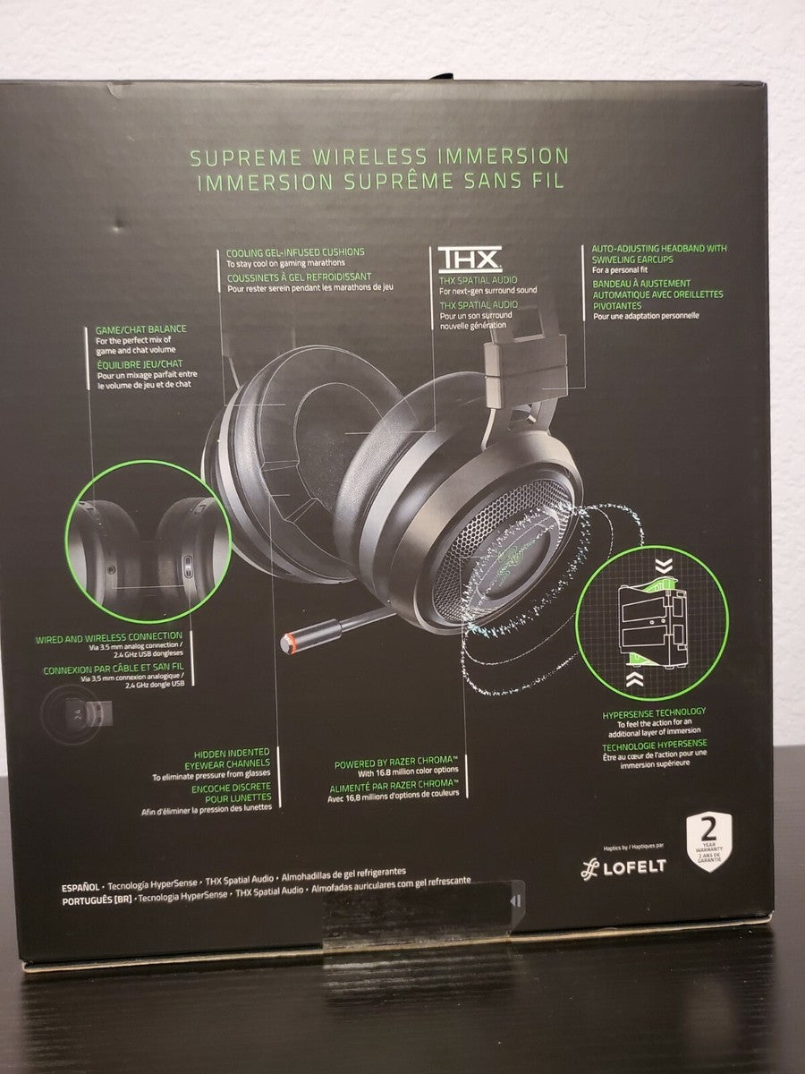 Razer Nari Ultimate Wireless Gaming Headset (Open Box) – HyperSense Haptic Feedback, THX Spatial Audio