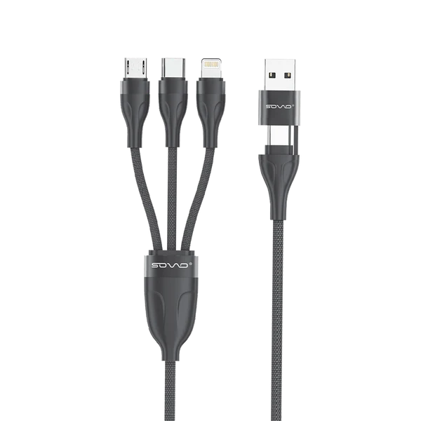 SC-117 5 in 1 Fast Charging Data Cable | Multi USB Cable | Type-C, Micro, Lightning | 66W Super Fast Charge