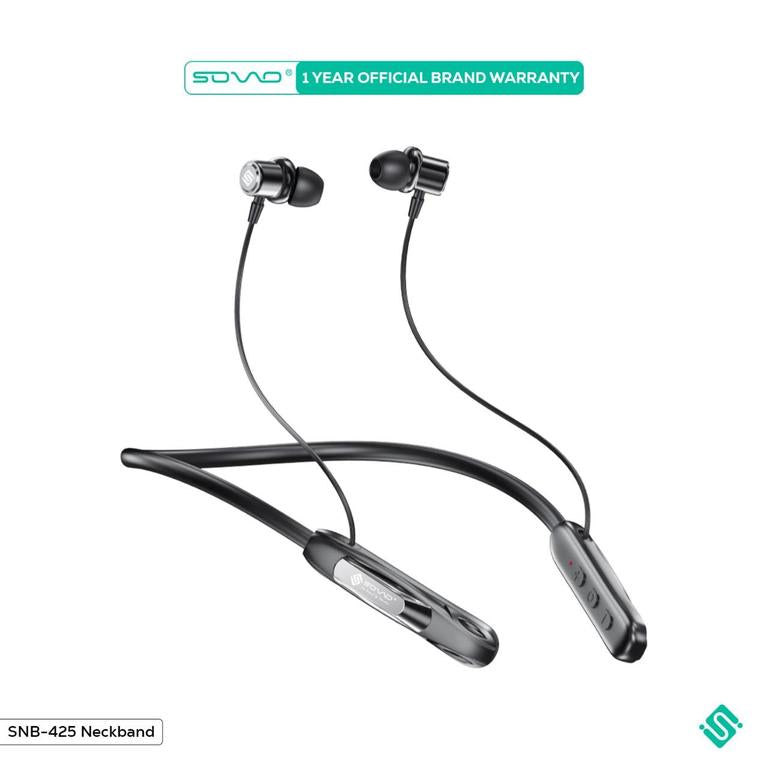 SNB-425 Wireless Neckband Earphones with Mic | Deep Bass | Magnetic Sports Bluetooth Headset