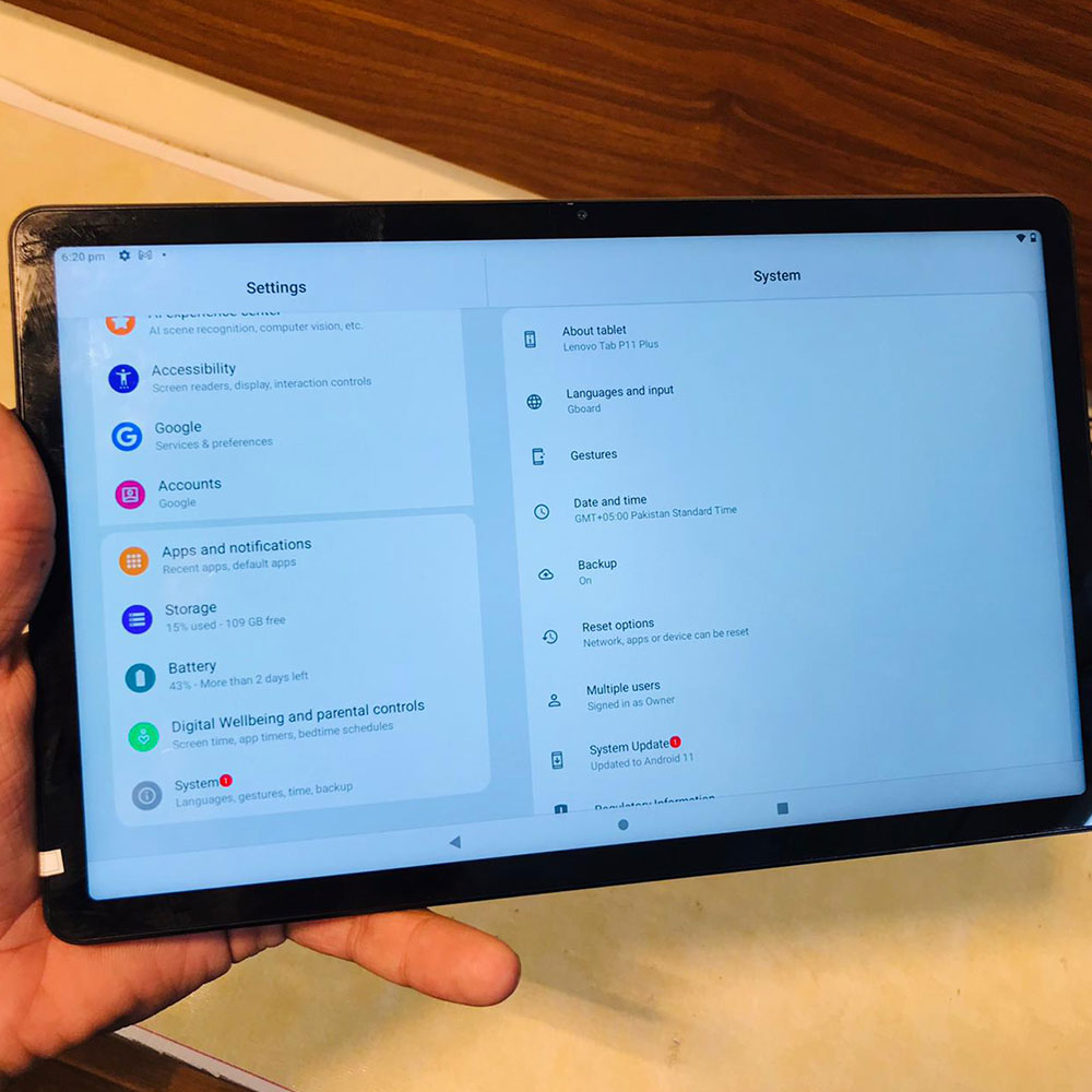 Lenovo Tab P11 Plus – 11″ 2K Display, 6GB RAM, 128GB Storage